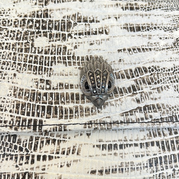 C KURT GEIGER NWT Kensington wallet clutch on chain white lizard print - Picture 6 of 17